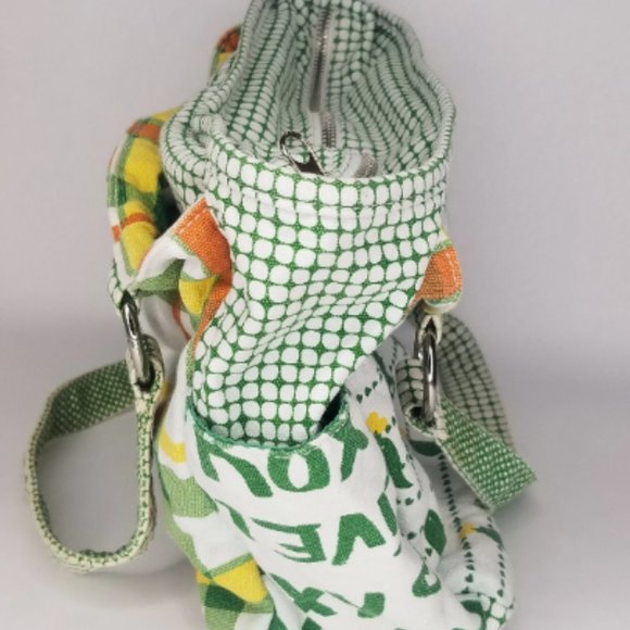 Vintage Roxy Canvas Bird Print Shoulder Bag Plaid Green White Spring y2k - Picture 4 of 9